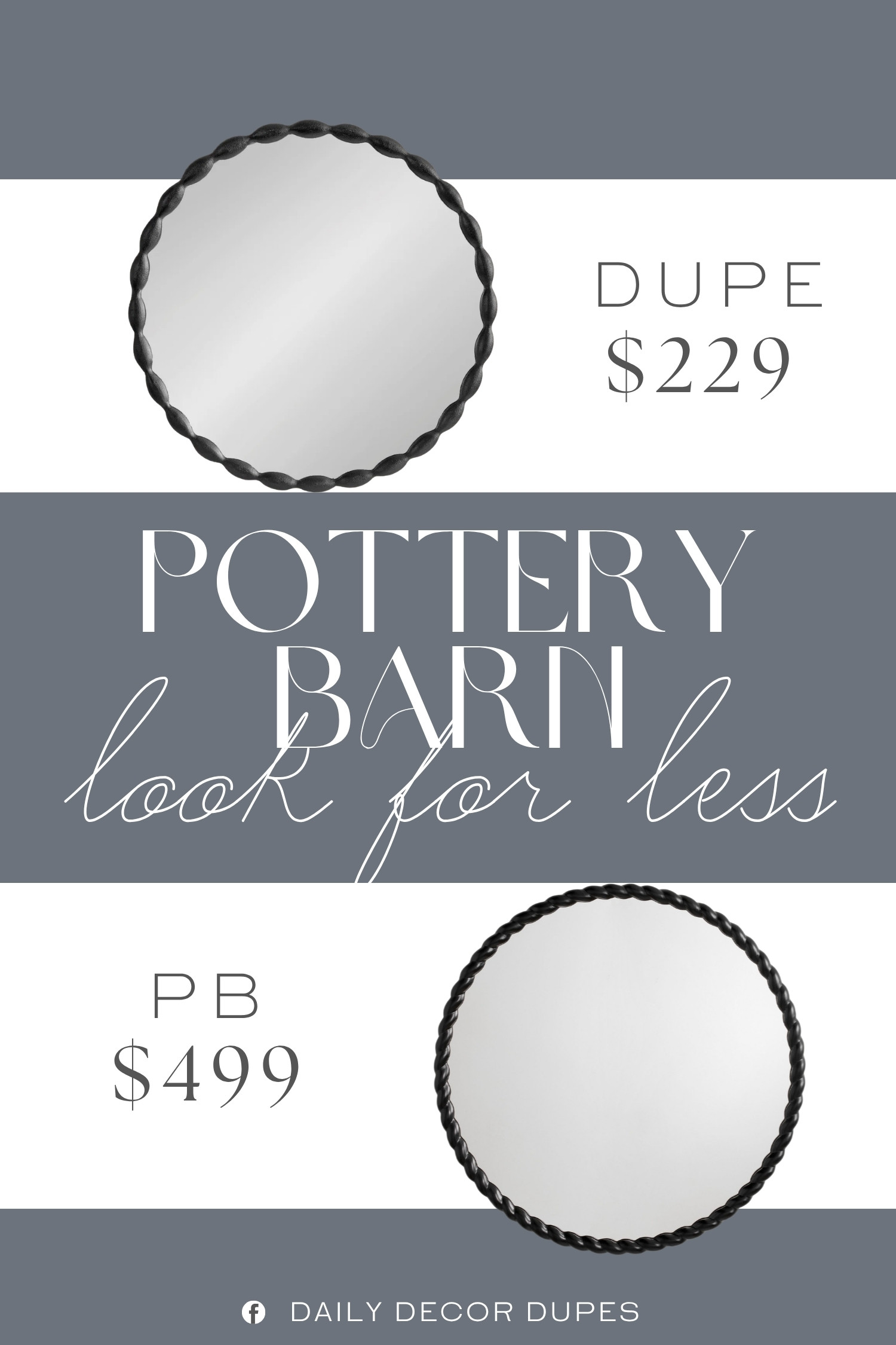 The Pottery Barn Newport Round Mirror features a distinctive twisted frame that adds texture and timeless character without making the wall feel overly busy. 🖼️🤍✨ Its classic circular shape works beautifully above a console, in an entryway, over a bedroom dresser, or as a statement accent in the living room. 🏡🪞🤎 At around $229, a similar style brings an elevated decorative mirror look to your space at a more approachable price point. ✨🖤🪞

Home more affordable option find similar look for less budget friendly affordable cheap cheaper beautiful pretty. Clearance sale coupon code discount code promo code luxury Inspo inspiration inspired by idea ideas Love like these? I share multiple every day in my FB group.
#PotteryBarnInspired #NewportRoundMirror #RoundWallMirror #DecorativeMirror #StatementMirror #BlackFrameMirror #EntrywayMirror #LivingRoomDecor #BedroomDecor 

 #LTKHome