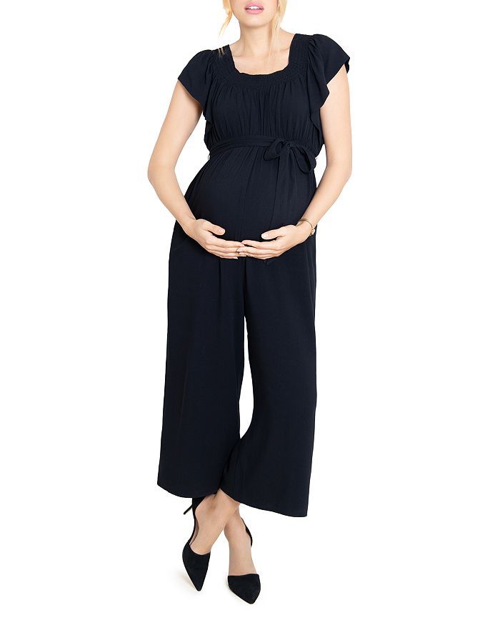 Flutter-Sleeve Maternity Jumpsuit | Bloomingdale's (US)