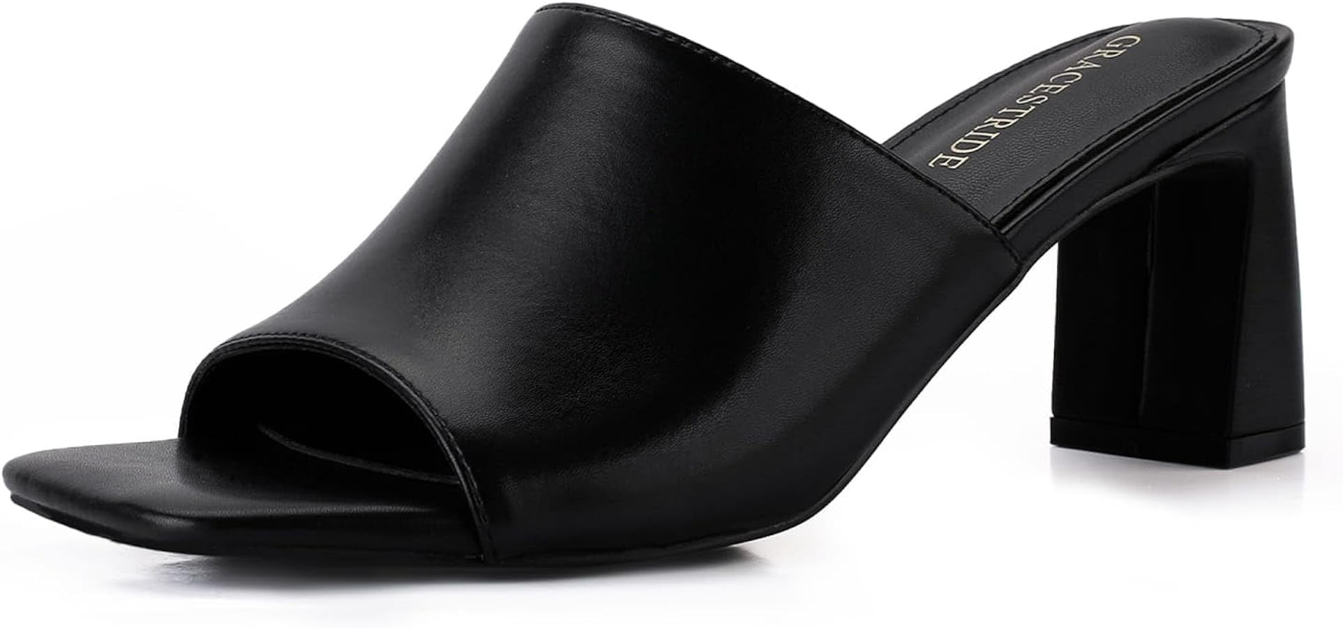 Heeled Sandals for Women Square Open Toe Heeled Mules Chunky Block High Heel Slip On Slides | Amazon (US)
