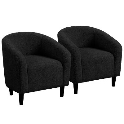 Yaheetech Set of 2 Boucle Club Chair for living room, study, or for Commercial Use, Black | Target