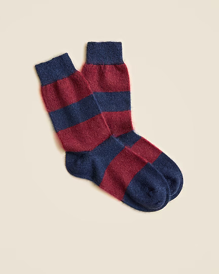 Brushed cashmere-blend socks in stripe | J. Crew US