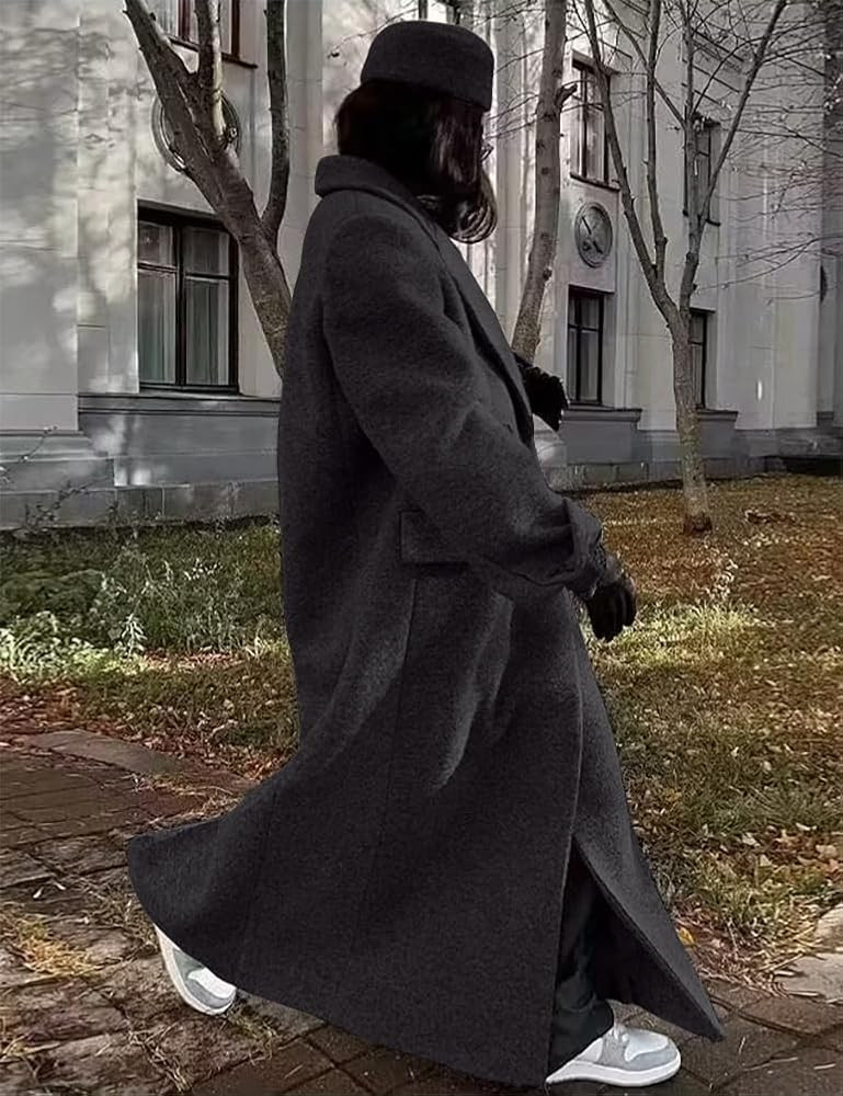 IDEALSANXUN Womens Long Wool Coats Fall Winter Casual Oversized Maxi Peacoat Trench Coat | Amazon (US)