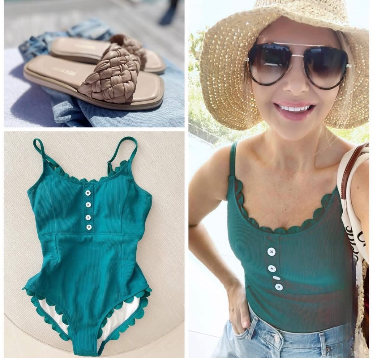 This scalloped suit from last year is back in a FEW sizes only and on a HUGE markdown! My fav slides  of all time, they go with EVERYthing! I LOVE it! 



#LTKSeasonal #LTKdayinmylife