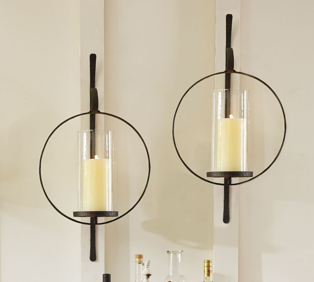 Artisanal Circular Wall-Mount Candle Sconce, Iron - Set Of 2 | Pottery Barn (US)