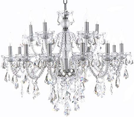 Clear 15 Lights K9 Crystal Chandelier Modern Luxurious Light Candle Pendant Lamp Ceiling Living Room | Amazon (US)