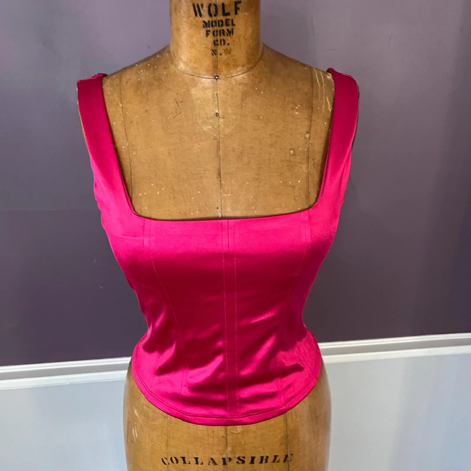 Hot Pink Corset Tank in Stretch Satin | Etsy (US)