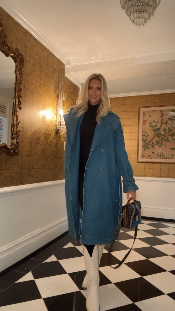 Oversized denim trench 