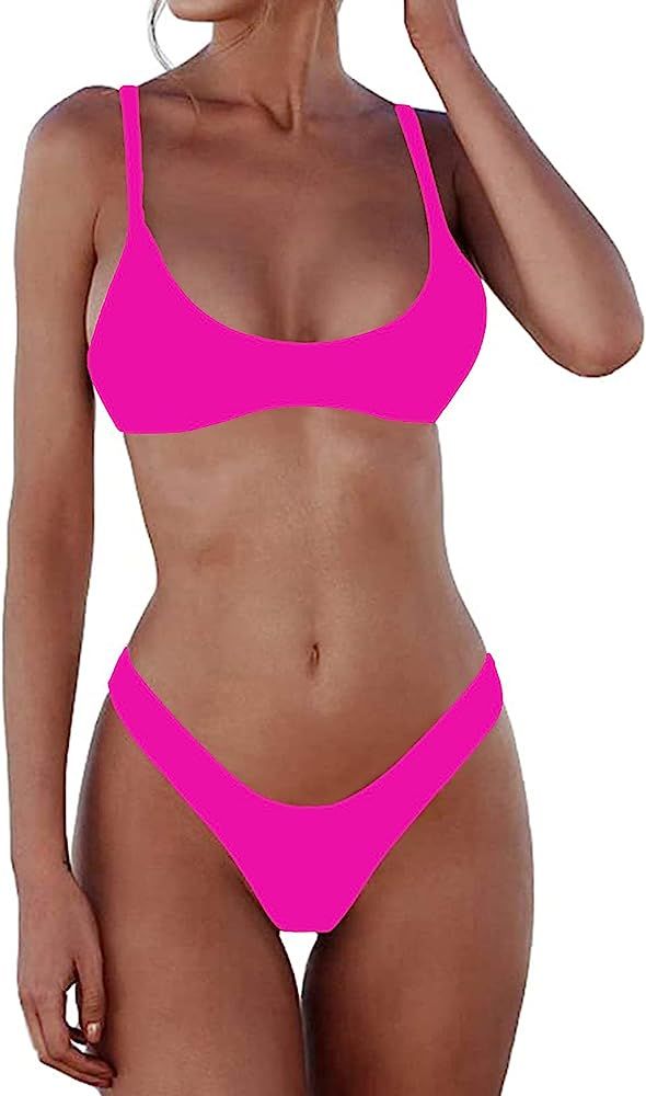 Hot Pink Two Peice Swimsuit Thong Bikini  | Amazon (US)