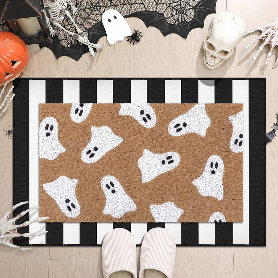 Duraaamo 2 Pcs Halloween Door Mat Ghost Outdoor Welcome Mats for Front Door Non Slip Ghost Coir F... | Amazon (US)