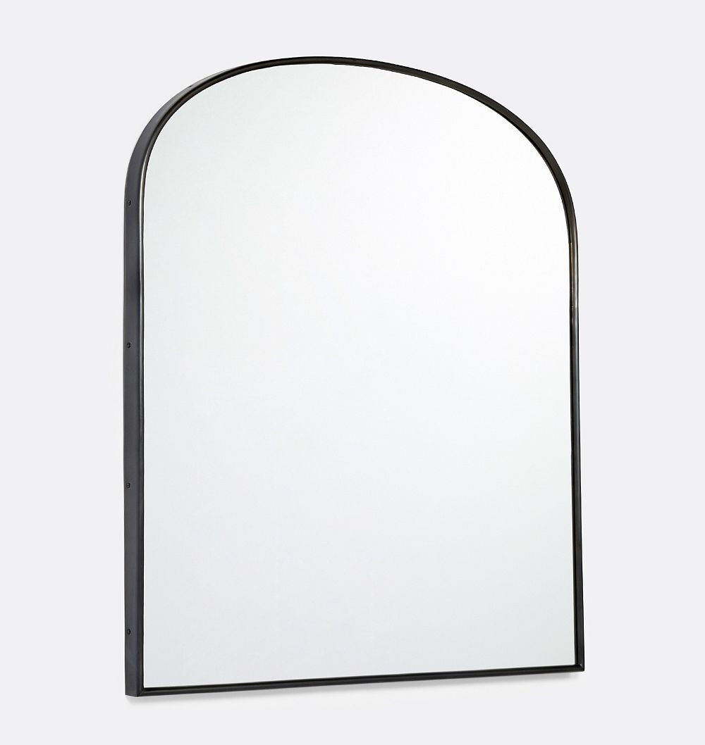 Rejuvenation arched metal frame mirror in oil rubbed bronze