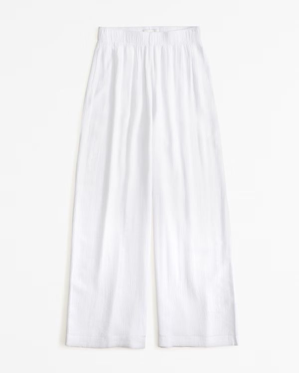 Women's Crinkle Textured Pull-On Wide Leg Pant | Women's New Arrivals | Abercrombie.com | Abercrombie & Fitch (US)