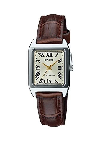 Casio Women's Watch - LTP-V007L-9BUDF Gold Dial, Brown Band, Brown, Strap | Amazon (UK)