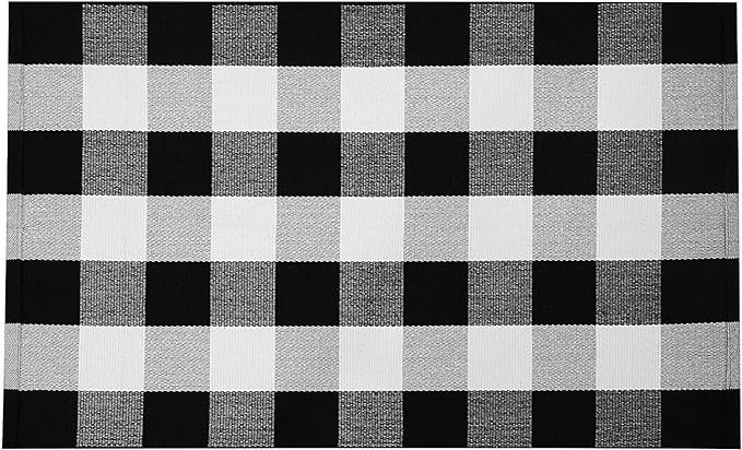 Delxo Cotton Buffalo Plaid Rug,27.5"x43.5" Hand-Woven Indoor or Fall Decor Outdoor Rugs for Layer... | Amazon (US)