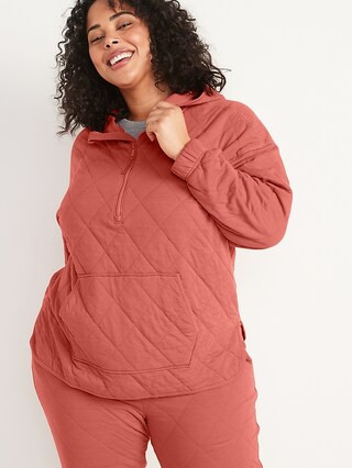 Quilted Half-Zip Tunic Hoodie for Women | Old Navy (US)