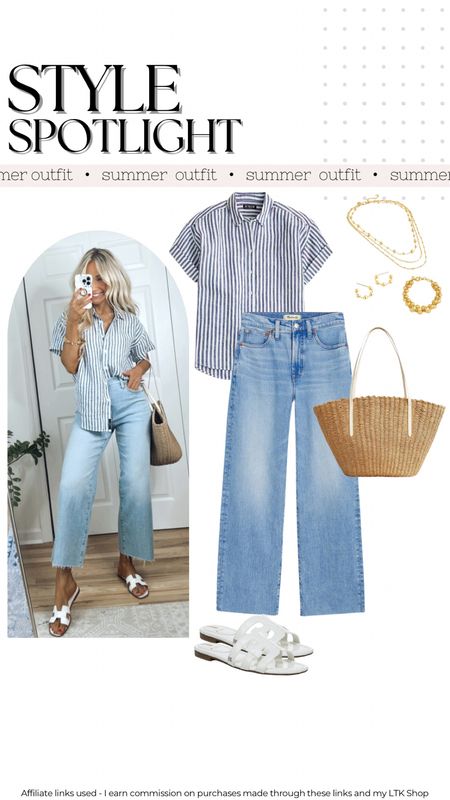 Casual summer outfit
Madewell jeans
Striped shirt 