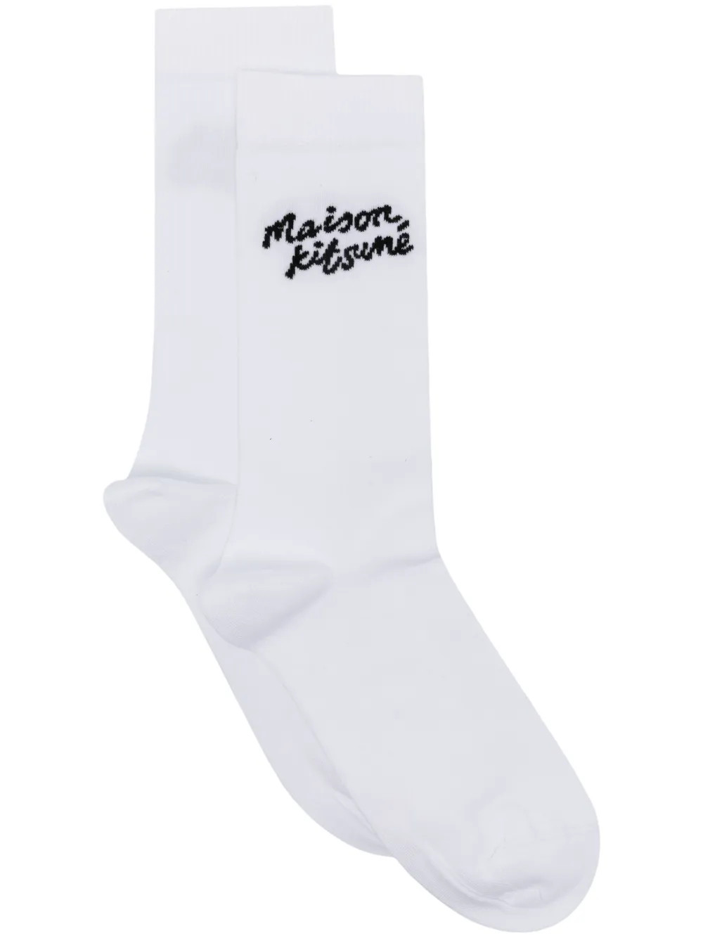Maison Kitsuné Handwriting Socken Mit Logo-Intarsie | Weiß | FARFETCH | Farfetch Global