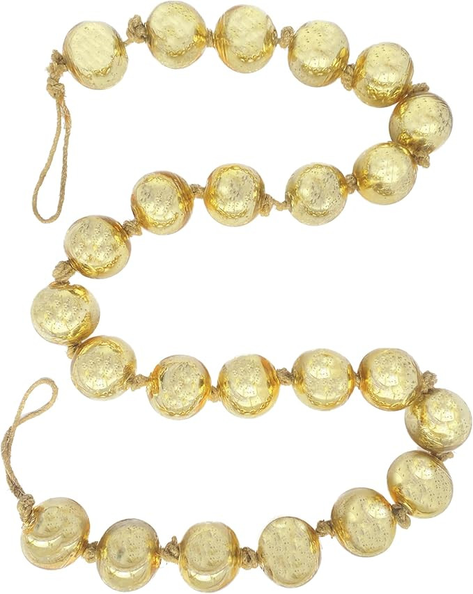 Creative Co-Op Glass Ball Ornament Garland on Jute String, Gold | Amazon (CA)