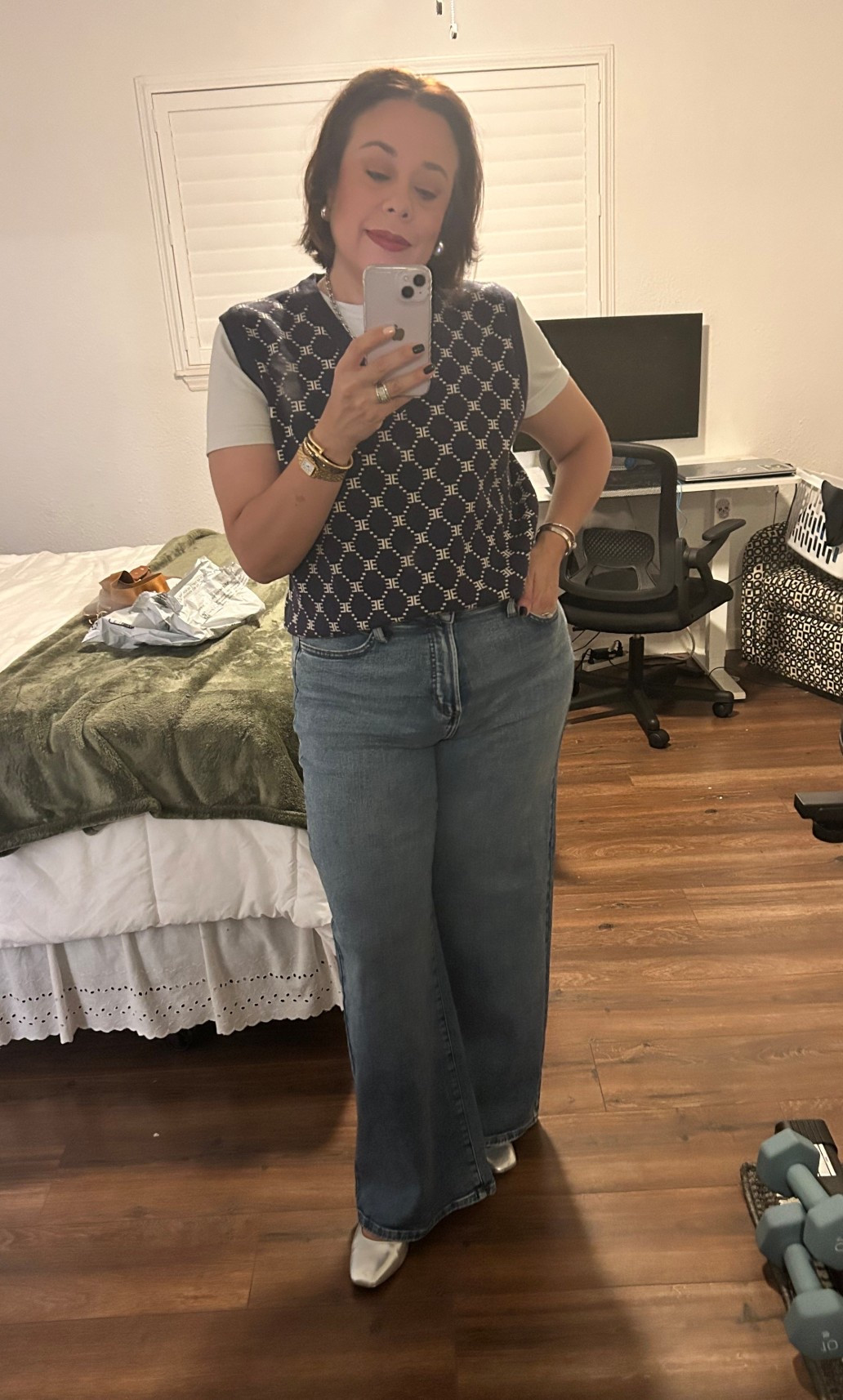 Love me a monogram fit! Sweater vest is on deep discount & perfect for fall! 🍁 

#LTKMidsize #LTKOver40 #LTKSaleAlert