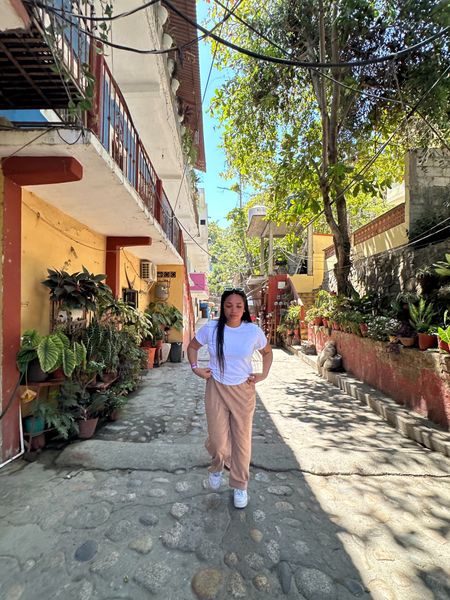 What I wore while walking through Yelapa, puerto Vallarta, Mexico 🇲🇽 easy tee (m), lounge pants (m), and sneakers (7). I definitely recommend light layers on any walking excursions in Mexico since it gets hot ☀️ 

Casual outfit, Mexico outfit idea

#LTKtravel #LTKstyletip #LTKSeasonal