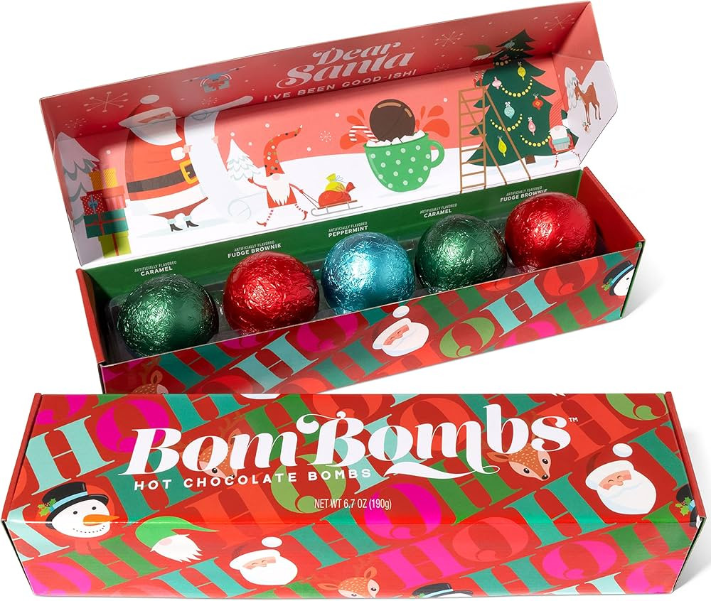 Bombombs Hot Chocolate Bombs, Christmas Theme Fudge Brownie, Salted Caramel and Peppermint Hot Co... | Amazon (US)
