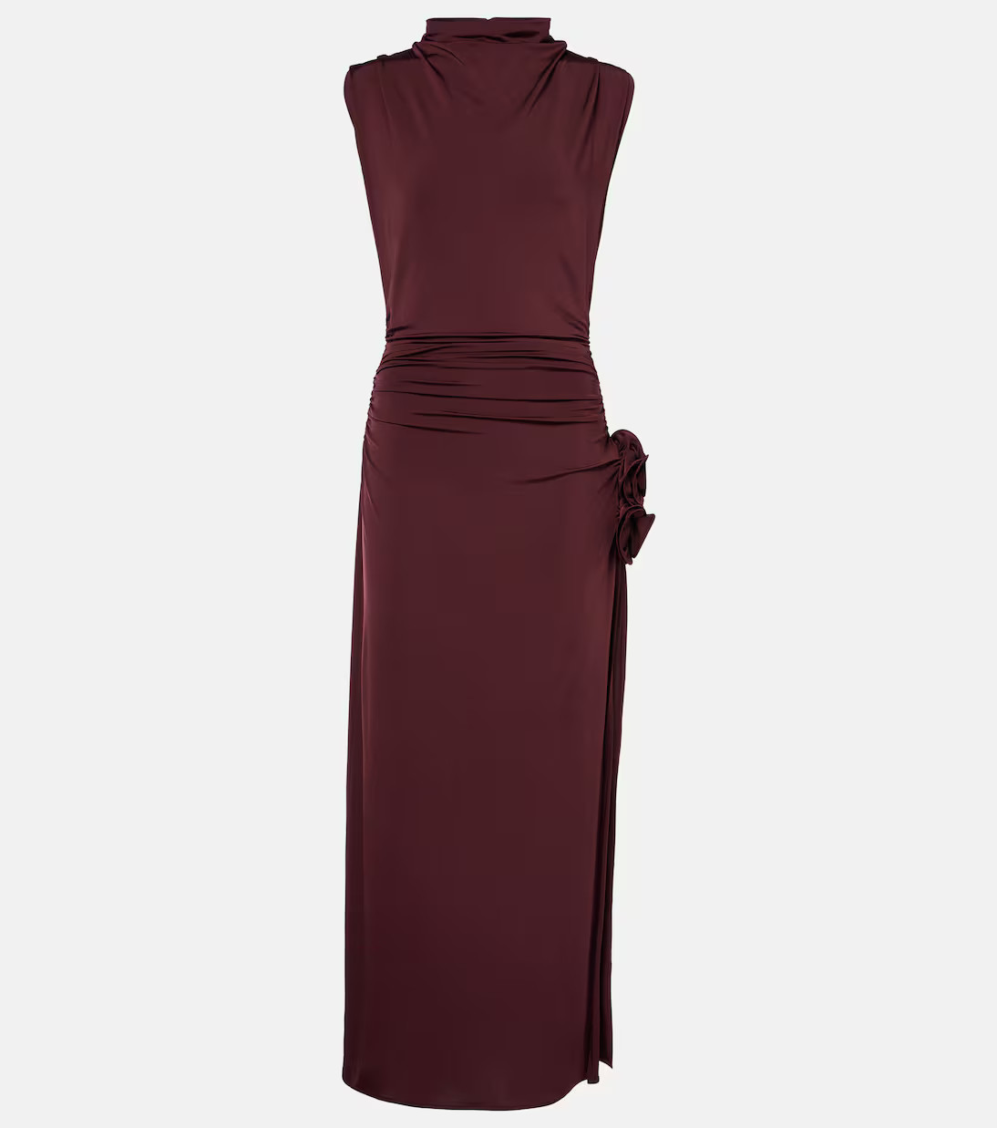 Floral-appliqué draped midi dress | Mytheresa (UK)