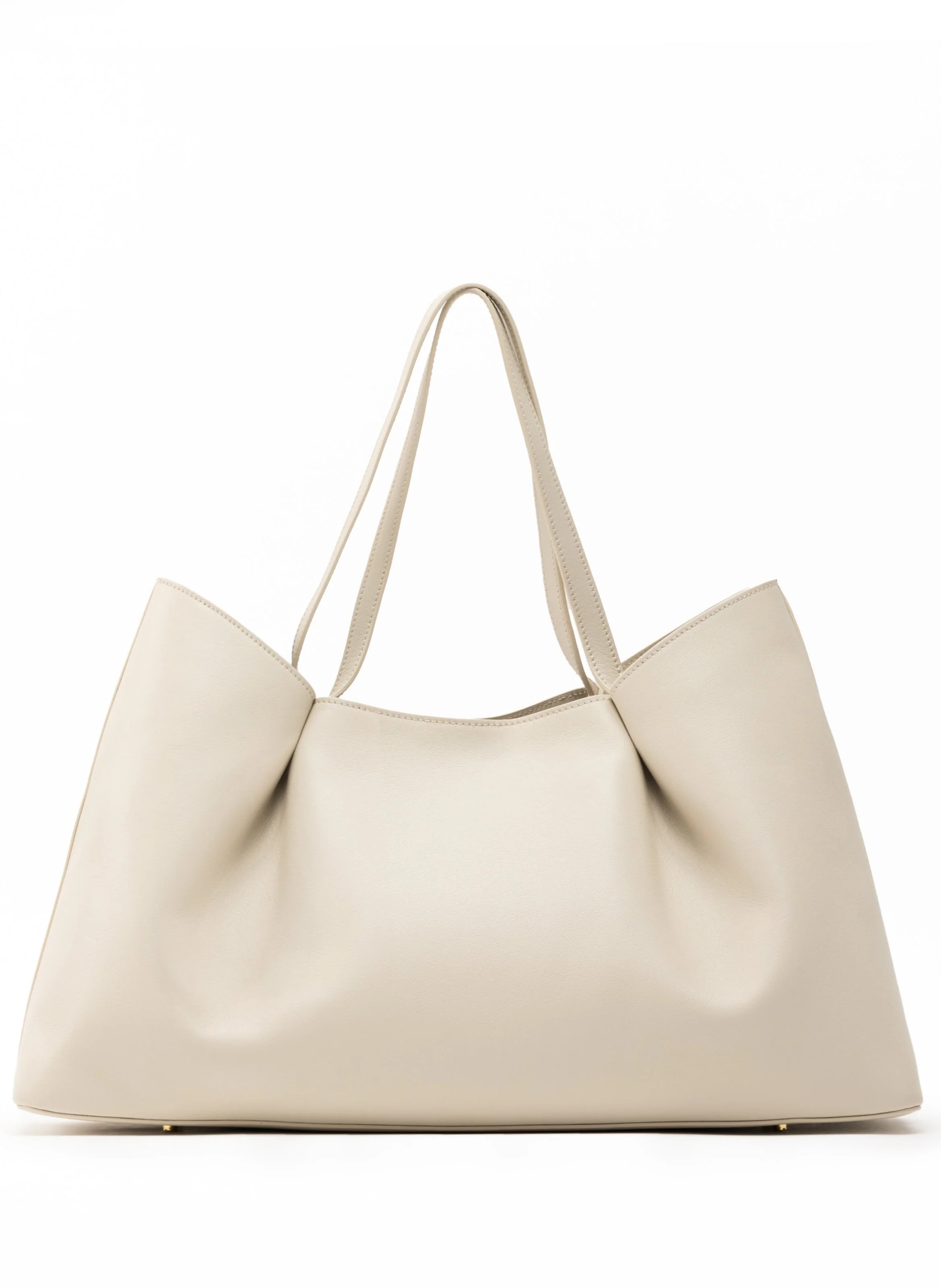 Dimple Tote Leather Sesame - Work Tote Bag - Elleme | Elleme