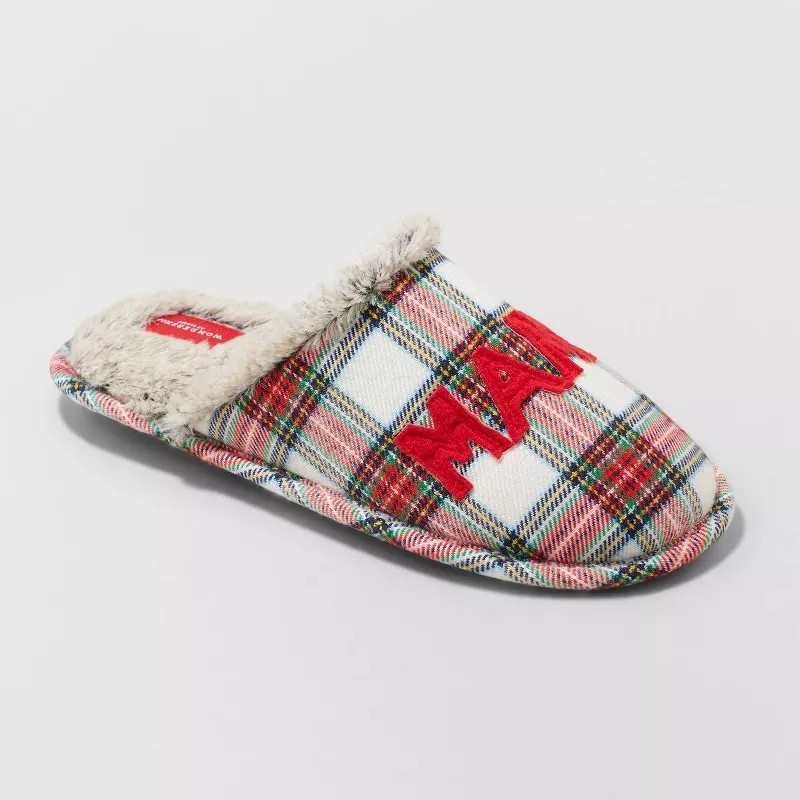Women's Mama Elf Plaid Slide Slippers - Wondershop™ | Target