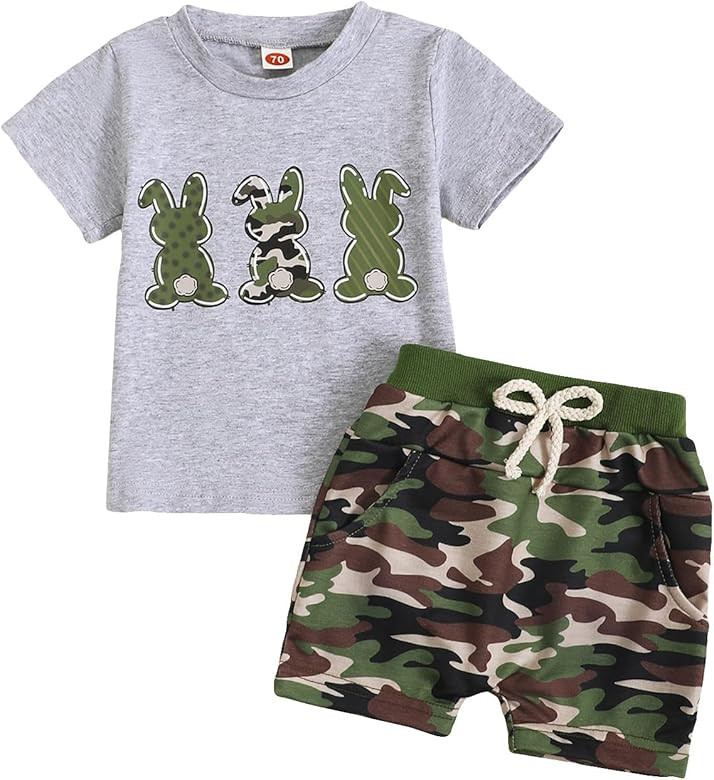 Baby Toddler Boys Shorts Set,6 12 18 24 Months 2T 3T Short Sleeve Crew Neck T-shirt with Camoufla... | Amazon (US)