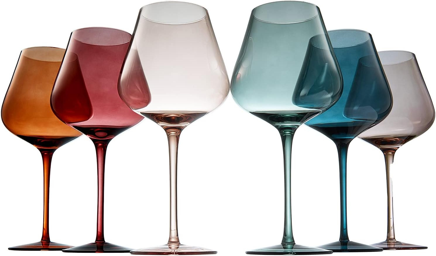 Colored Crystal Wine Glass Set of 6, Gift For Hosting, Her, Wife, Mom Friend - Large 20 oz Glasse... | Amazon (US)