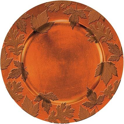 Amscan Embossed Round Melamine Charger Plate - 14", Orange, 1 Pc. | Amazon (US)