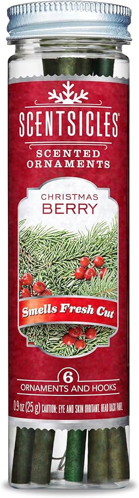 Scentsicles Christmas Berry Scented Christmas Ornaments with Hooks - 1 Bottle (6 Sticks Total) | Amazon (US)