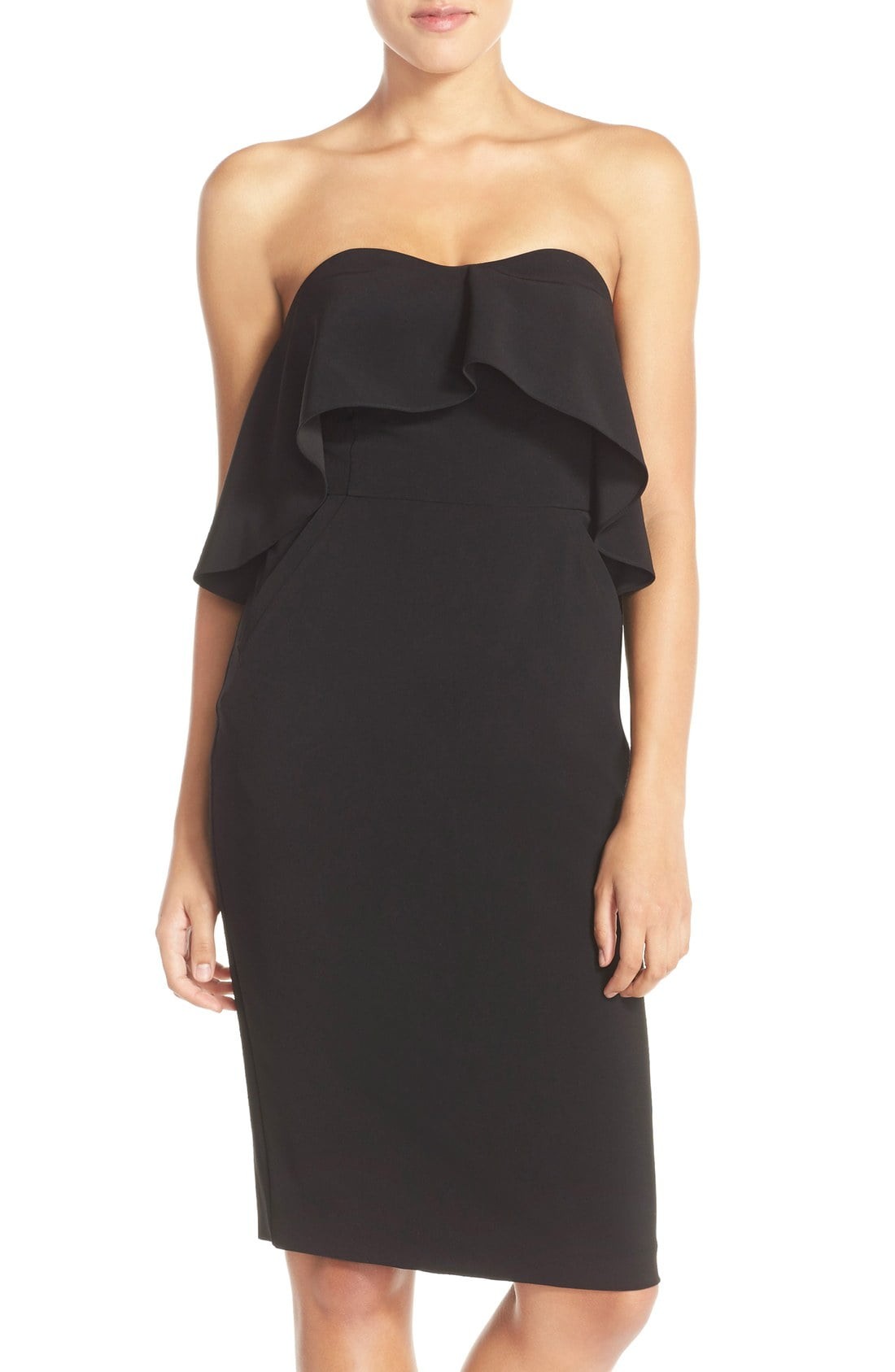 Ruffle Stretch Crepe Sheath Dress | Nordstrom