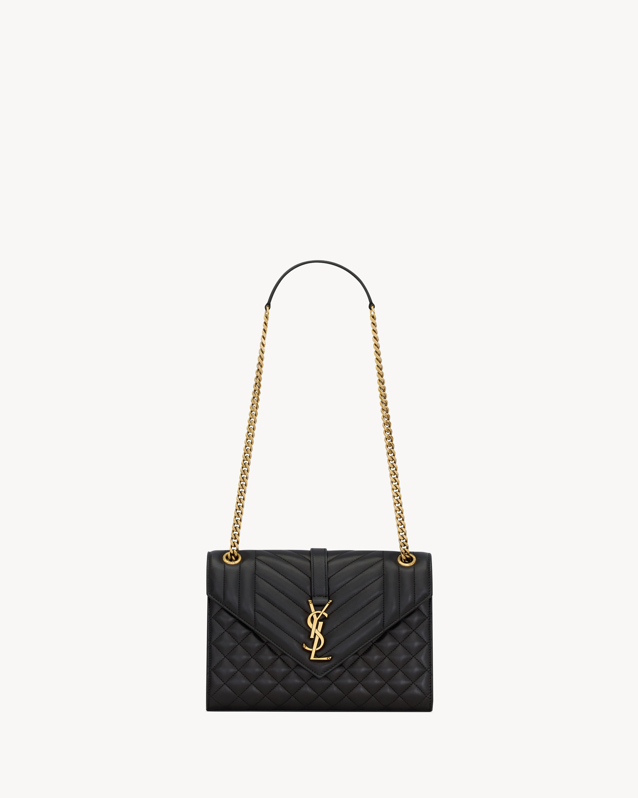 Saint Laurent Envelope Medium In Matelassé Lambskin - Black - Women - One Size | Saint Laurent Inc. (Global)