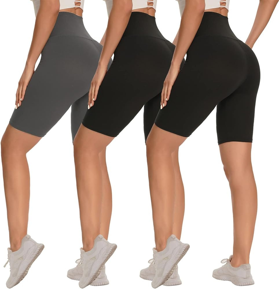 3 Pack Biker Shorts for Women – 8"/5"/3" High Waisted Tummy Control Workout Yoga Running Athlet... | Amazon (US)