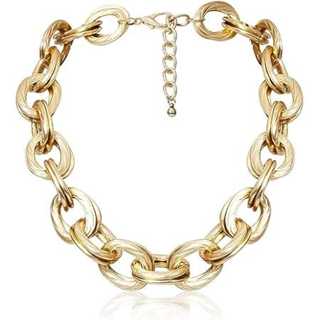 Chunky Choker Necklaces Gold Cuban Link Chain Hiphop Thick Clavicle Statement Necklace Punk Neck Jewerly for Women and Men | Amazon (US)