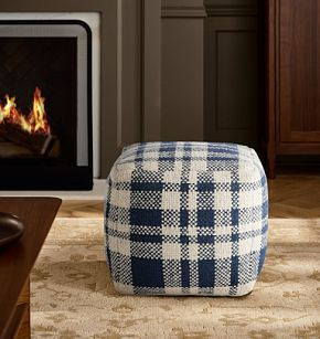 Plaid Wool Pouf | Rejuvenation