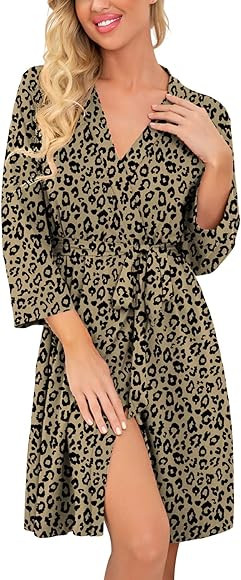Women Kimono Robes Short Lightweight Robe Soft Knit Sleepwear Casual Knit Bathrobe Ladies Loungew... | Amazon (US)
