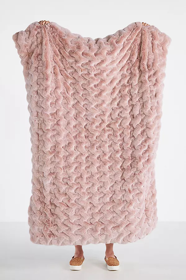 Luxe Faux Fur Throw Blanket By Anthropologie in Orange | Anthropologie (US)