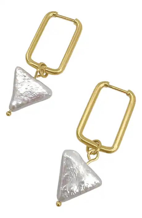 14K Gold Beveled Edge Huggie Hoop Earrings | Nordstrom