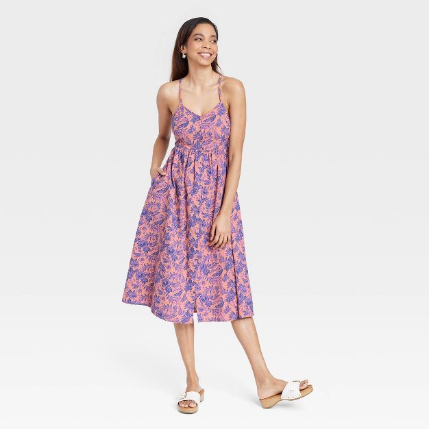 Women's Sleeveless Tie-Back A-Line Dress - Universal Thread™ Pink Floral | Target