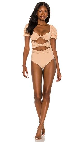 Oria Dust One Piece in Beige | Revolve Clothing (Global)