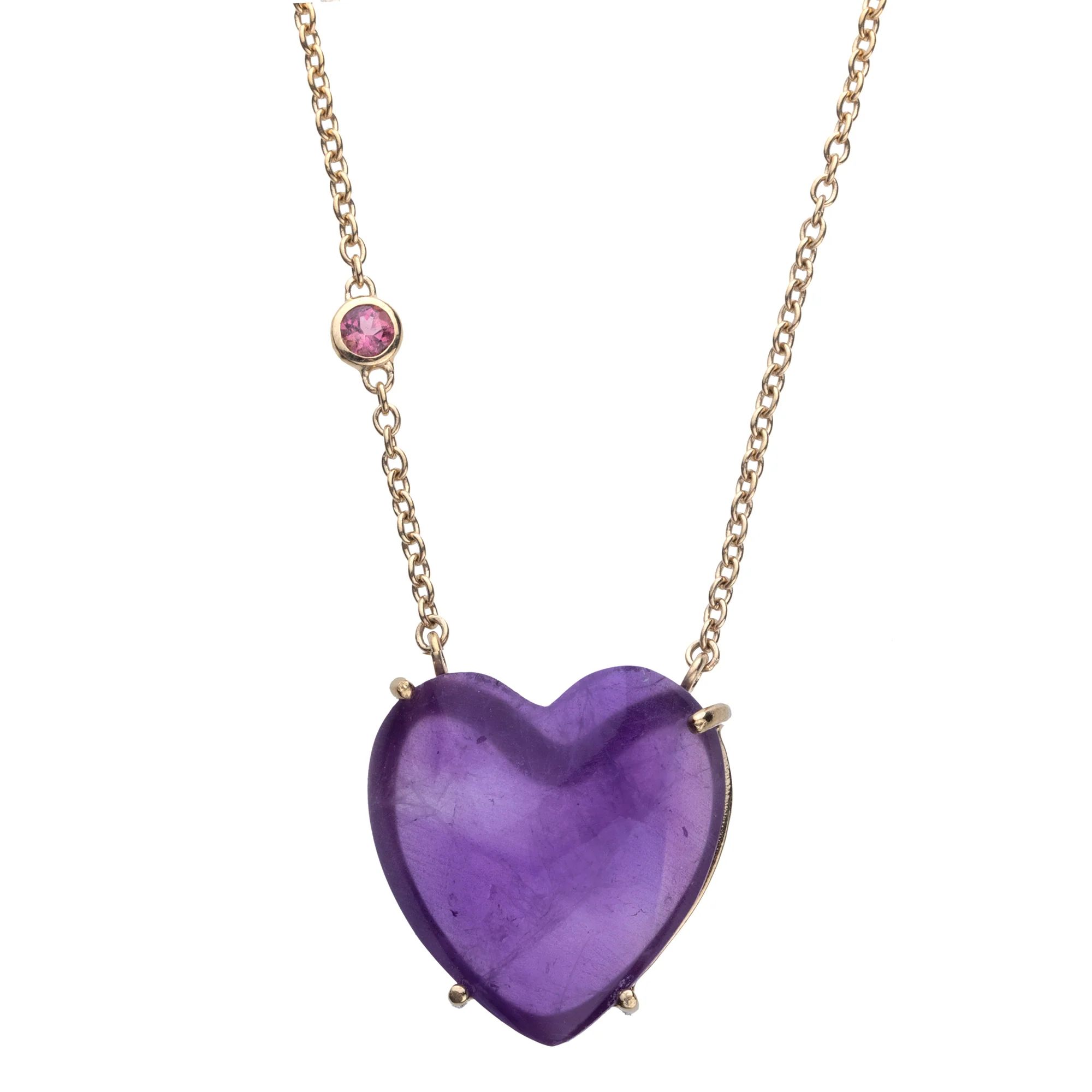 LOVE Amethyst Heart Necklace with Gold Setting Sale | Jane Win