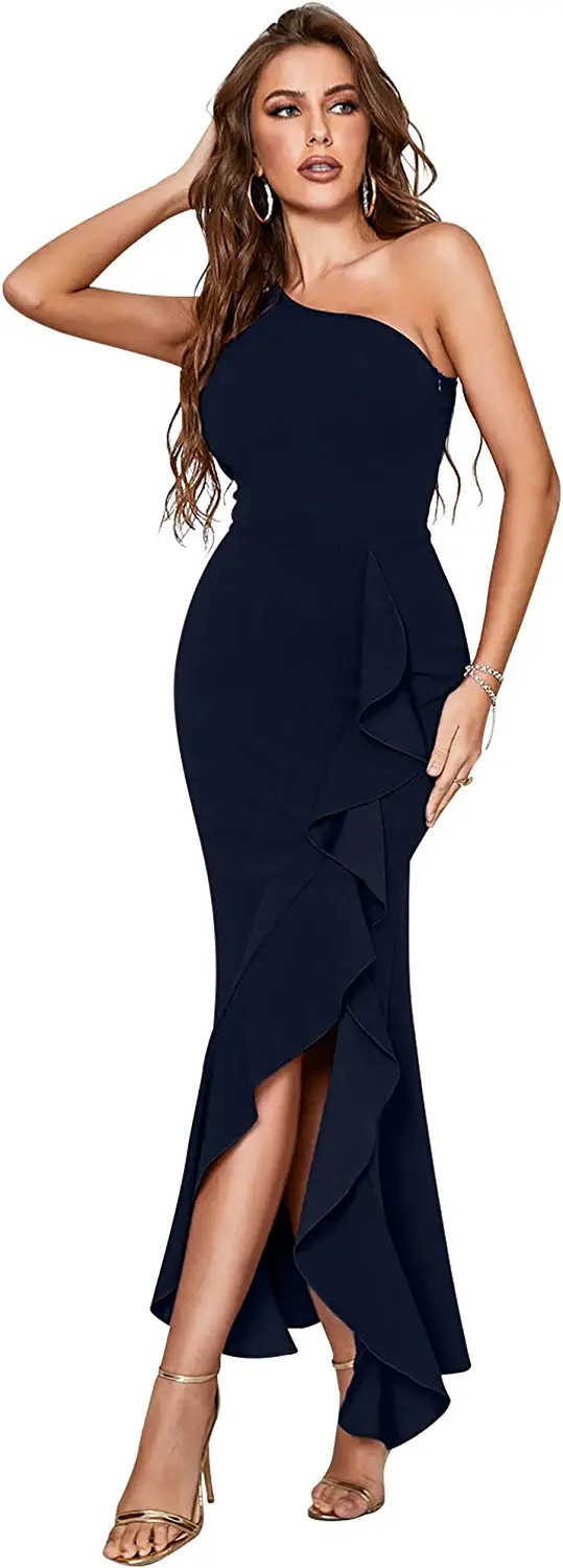 Amazon.com: ABYOXI One Shoulder Formal Dresses for Women Maxi Cocktail Dresses Evening Party High... | Amazon (US)