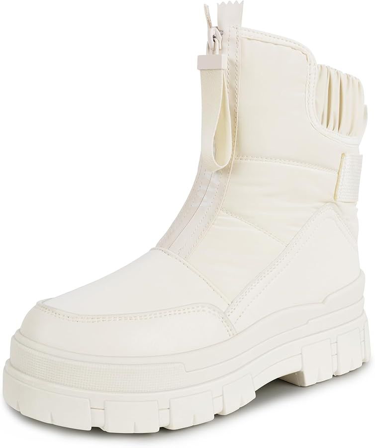 Amazon.com | Viapipa Womens Winter Snow Boots Warm Lining Mid Calf Booties with Zipper Low Heel C... | Amazon (US)