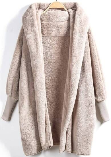 Apricot Hooded Long Sleeve Loose Cardigan | SHEIN