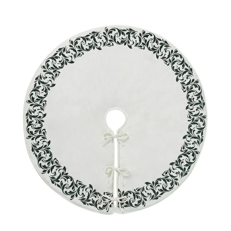 My Texas House Natalie Green Flocked Velvet Christmas Tree Skirt, 52" | Walmart (US)