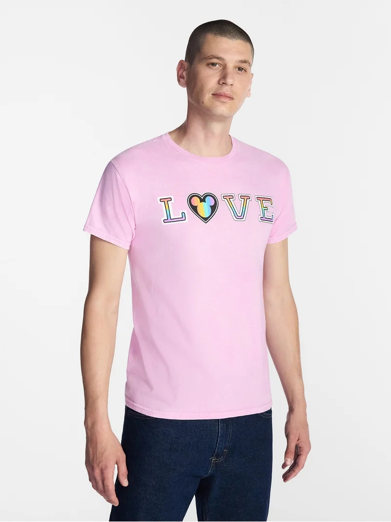 Disney Mickey Mouse Men's and Big Men's Live and Love with Pride Tee, Sizes S-3XL | Walmart (US)