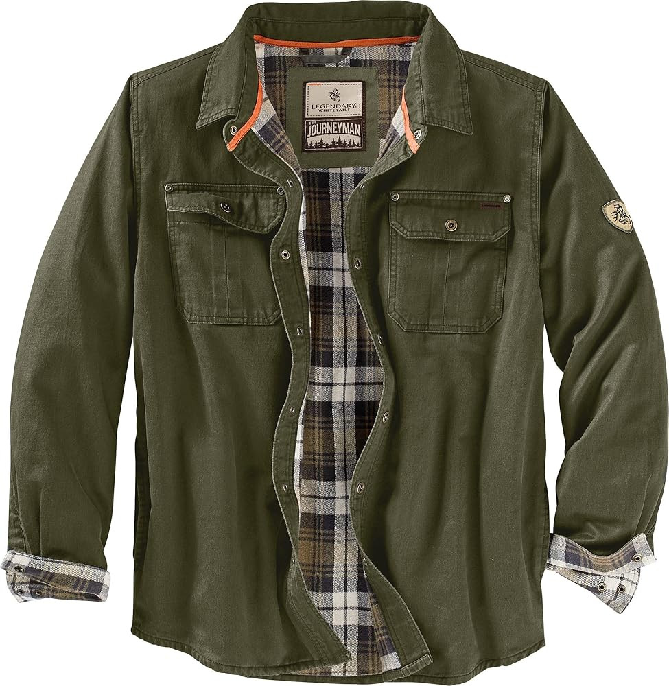 Legendary Whitetails Men's Flannel Lined Shirt Jacket Waxed Cotton Water Resistant | Amazon (US)