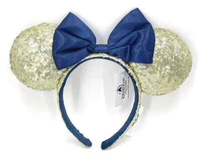 Disney WDW 50th Anniversary Navy Gold Mickey Minnie Ears Bow Headband NEW | eBay US