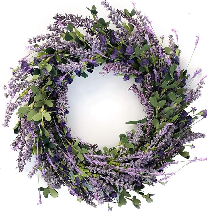 Bibelot 20 Inch Lavender Wreath for Front Door Greenery Leaves Wreath for All Seasons Indoor Outd... | Amazon (US)